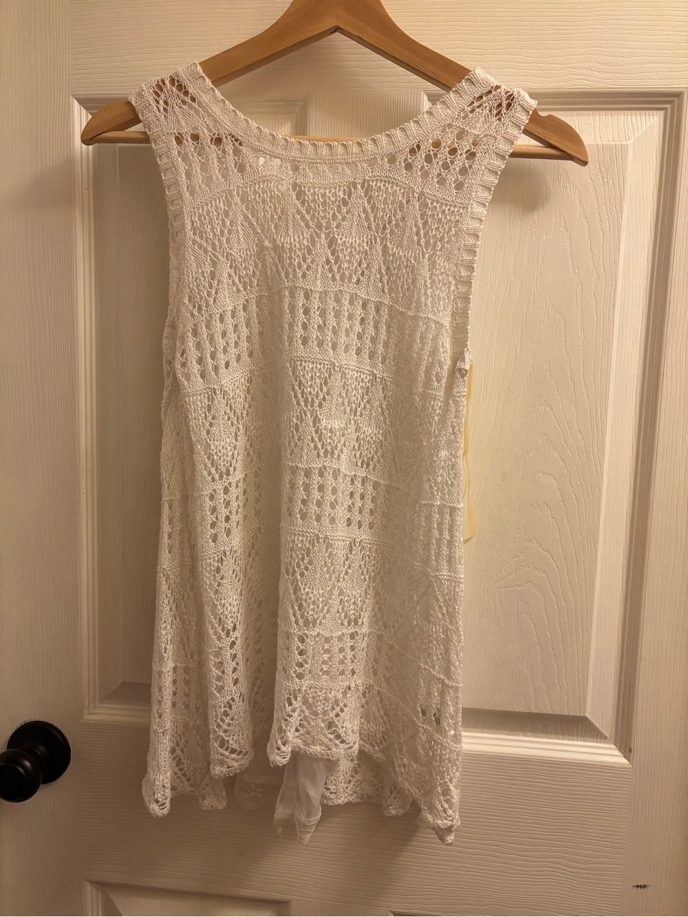 White Crochet Sleeveless Tunic Top
